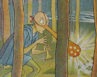 Chesterton pone como ejemplo de poema absurdo 'El Dong de la nariz luminosa', de Edward Lear. Ilustración de Leslie Brook en Etsy.com